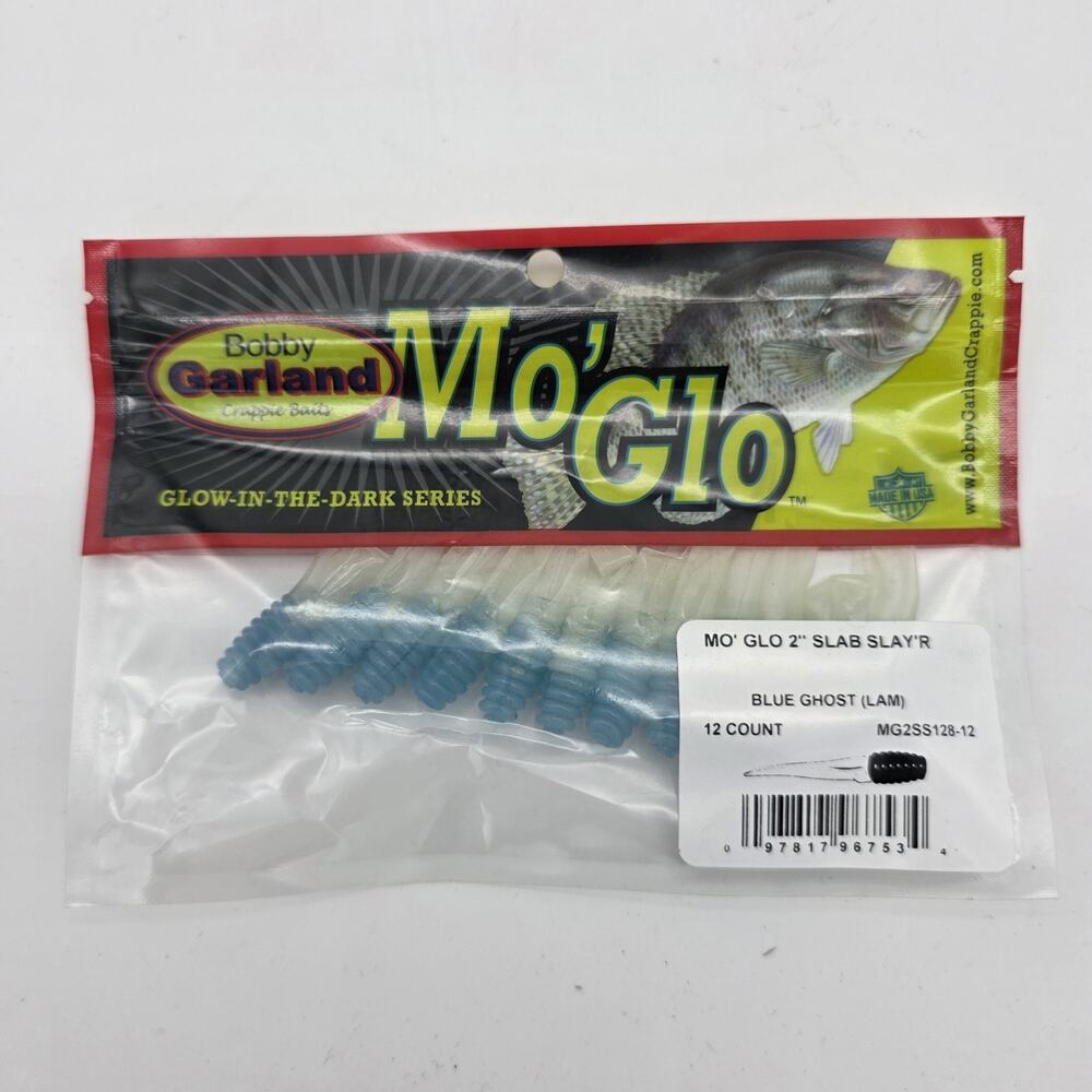 Lot of 6 Bobby Garland Mo’ Glo 2” Slab Slay’R Blue Ghost 72 Crappie Baits